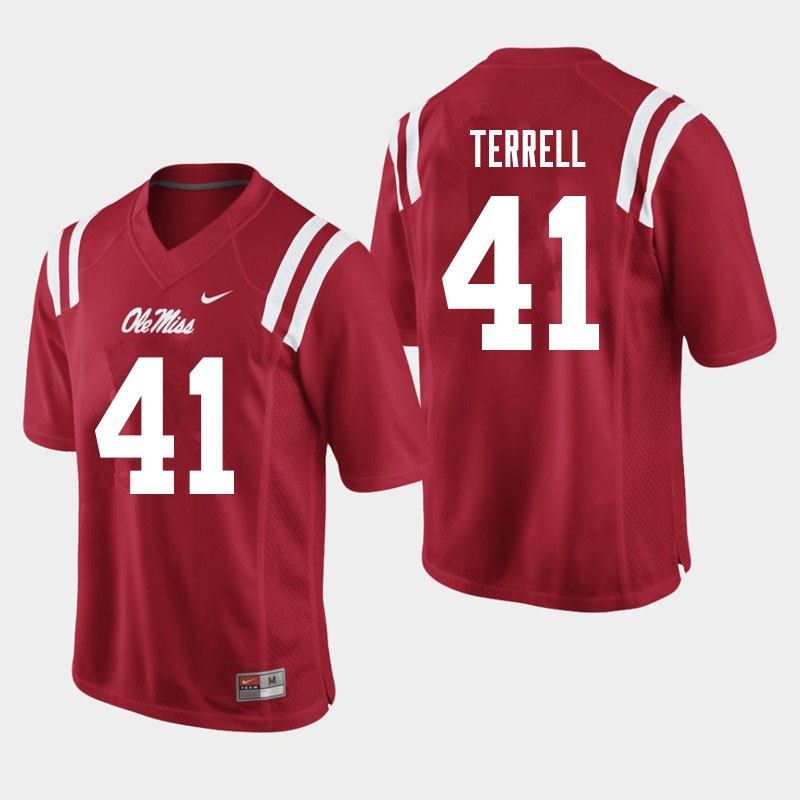 Men #41 CJ Terrell Ole Miss Rebels College Football Jerseys Sale-Red - Click Image to Close